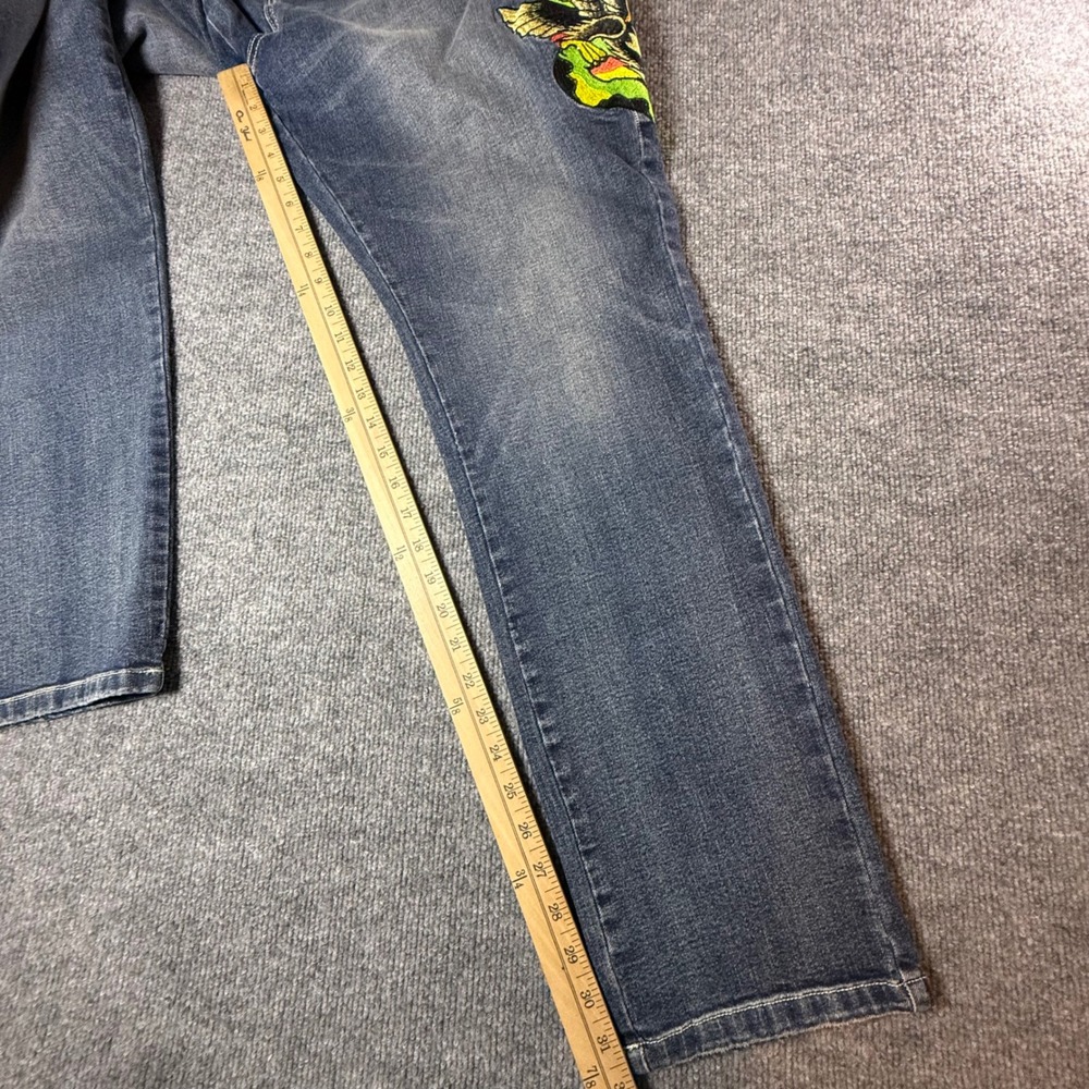 Ed Hardy Mens Slim Straight Embroidered Eagle Snake Jeans Blue 36 MEHD8301-8 NWT - Picture 10 of 11